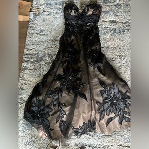 Jovani gown black and beige lace